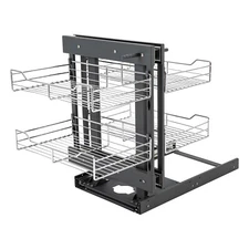 11 Inch Blind Corner Organizer Soft Close Chrome 4 Shelf Slide Cabinet For 31.5"