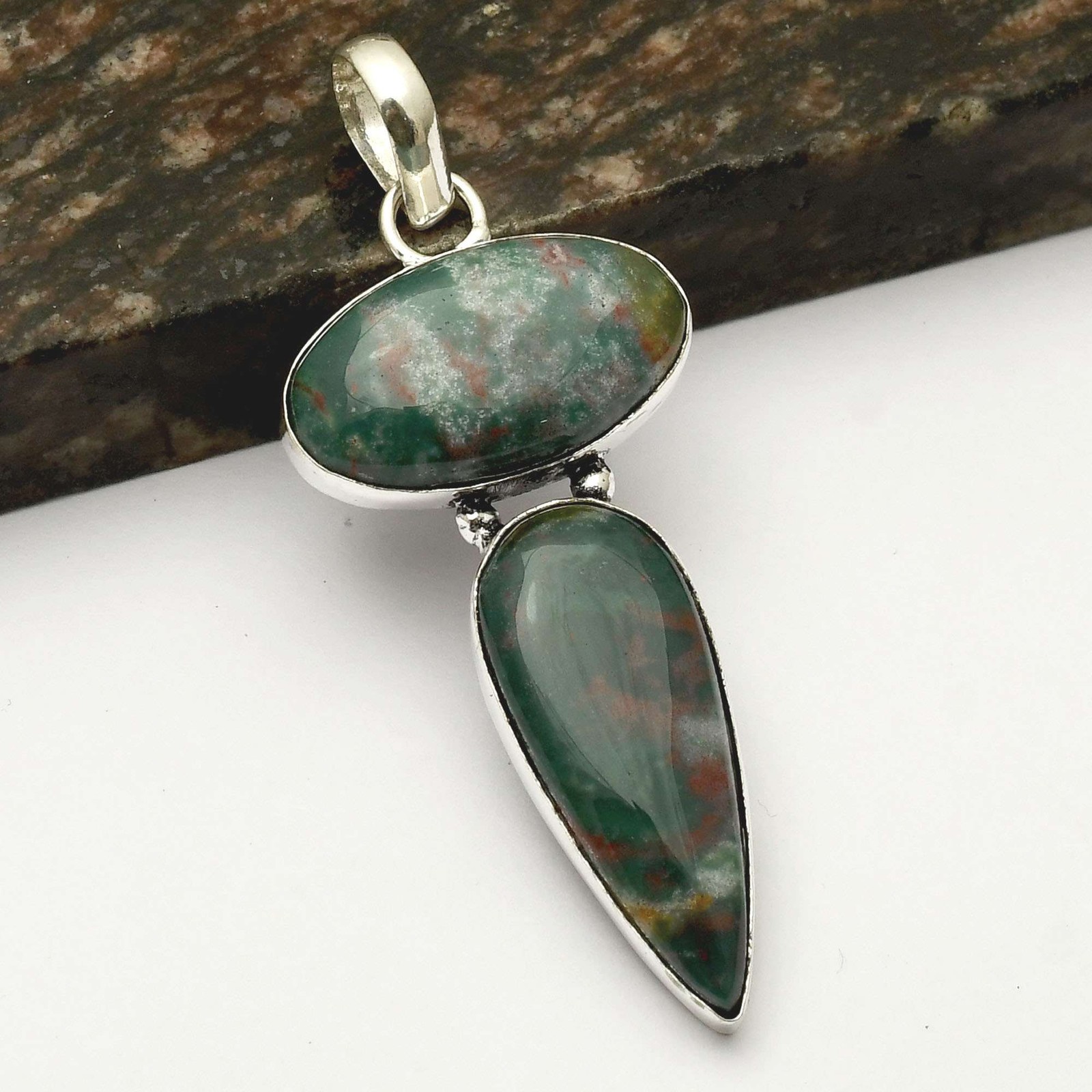 Bloodstone Gemstone Handmade Ethnic Pendant Jewelry Gift for Women 2.8 Inches AP-42921