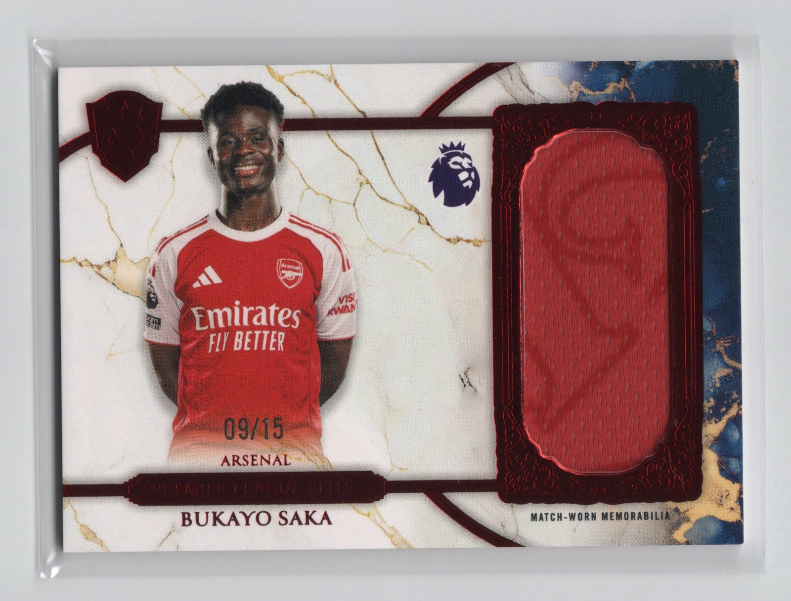2025-26 Topps Royalty Bukayo Saka Elite Relics Red /15 Match-Worn Arsenal