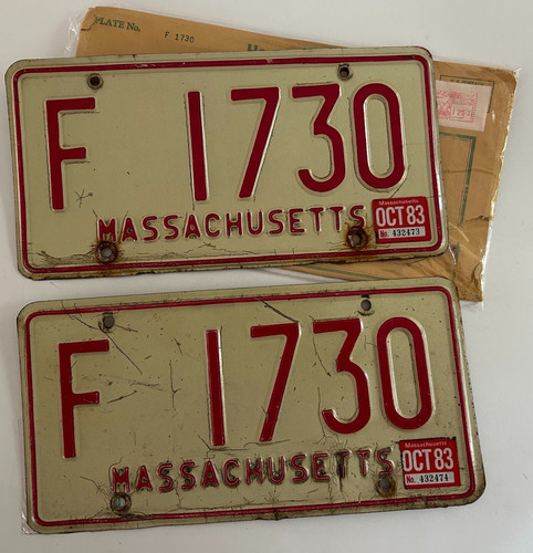 1983 Massachusetts License Plate PAIR Used Wall Hangers