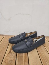 Prada Men's Blue Pebbled Leather Moccasins Driving Loafer Dress Shoe sz 7 8 US