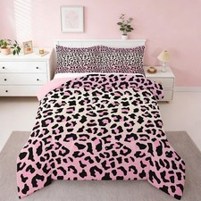 Feelyou Pink Leopard Queen Size 3Pcs Bedding Comforter Duvet Set