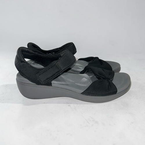 Clarks Cloudsteppers Ankle Strap Sandals Women's 8 M Black Stappy Heels Shoes - Picture 5 of 6