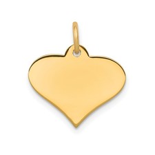 14k Yellow Gold Heart Pendant Polished Engravable Charm for Women Anniversary