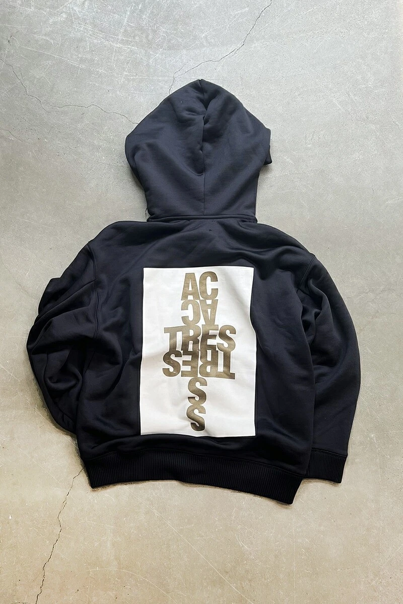 Felpa con cappuccio zip Acne Studios nera cotone nylon vestibilità rilassata usata