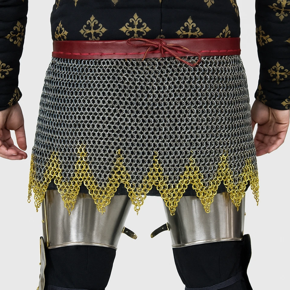 Chainmail Skirt ,Brass Zig Zag Border , 9 mm Flat Ring with soiled ring,Medieval - Image 2 of 4