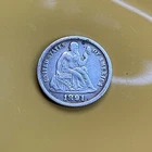 1891 United States One Dime Silver Coin USA Liberty Seated