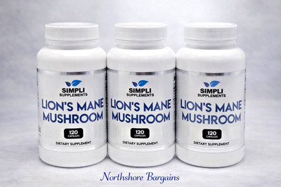 X3-Simpli Supplements, LION'S MANE MUSHROOM, 1000mg, 120 Capsules, EXP-8/2026