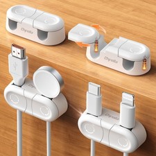 Magnetic Cable Clips - Chfeila 4Pack Dual Slot  360 Rotating  White-4Pack