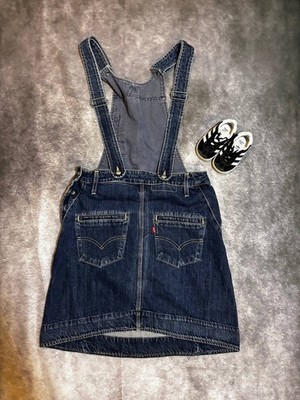 Levi's Engineered Denim Schürze Kleid Mädchen S passt Damen XS Overall Rock selten