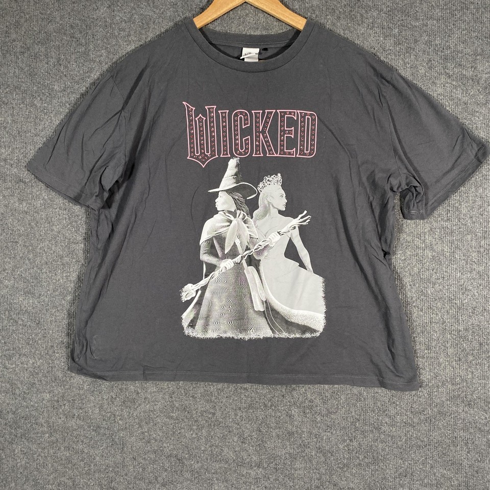 Wicked Shirt Womens 16 Grey Rhinestone Graphic Musical Tee Relaxed Summer Casual