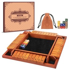 4 Players Shut The Box Dice Games, Wooden Board Table Math Game with 12 Dice ...