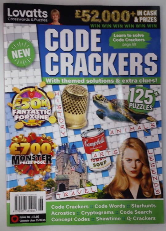 Lovatts Crosswords & puzzles Code Crackers magazine #6 2026