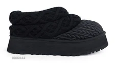 UGG Tazz Villa Knit Black Fur Slippers Womens Size 8 *NIB-