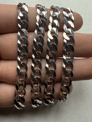Vintage massiv Sterlingsilber Miami Kubanische 8 mm Gliederkette 24'' Halskette - 32,2 g
