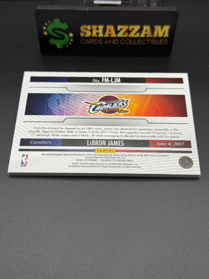 2024 Panini Silhouette LeBRON JAMES Nike Swoosh Game Used 2017 NBA Finals FM-LJM - Image 4 of 4