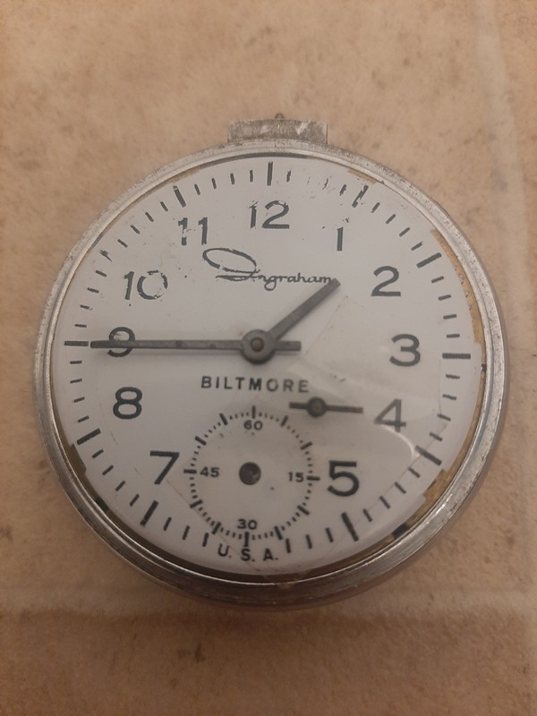 Vintage Ingraham Biltmore Pocket Watch Model 652 Not Working, Parts or Repair