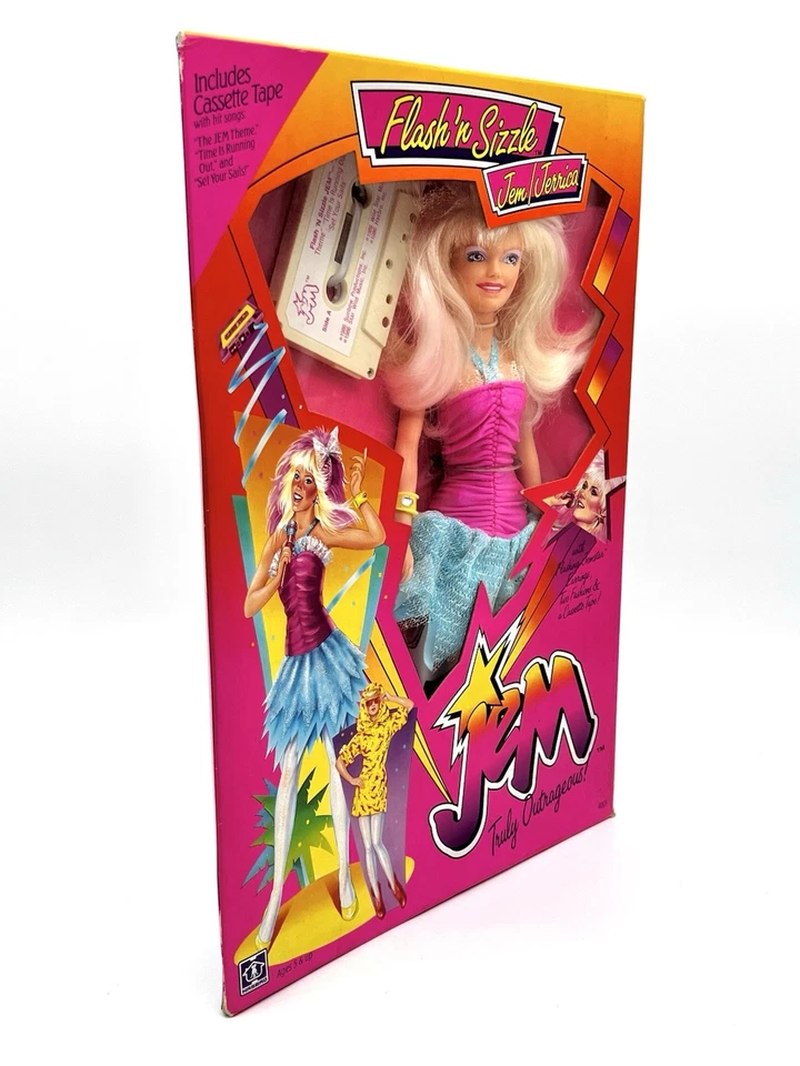 Muñeca sellada Hasbro Flash 'n Sizzle Jem/Jerrica Jem & the Holograms 1986 de colección 4003 Foto 3 de 4