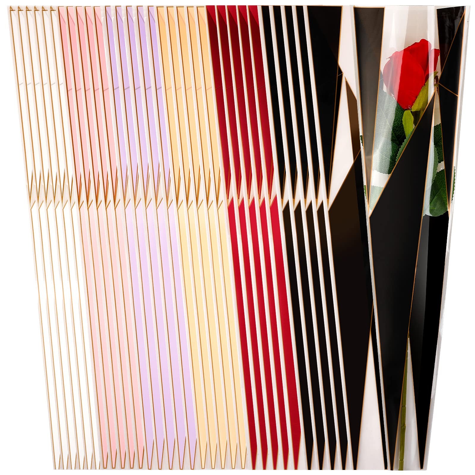 300 Pcs Single Rose Sleeve Single Flower Wrapping Bags Flower Sleeves Floral ...