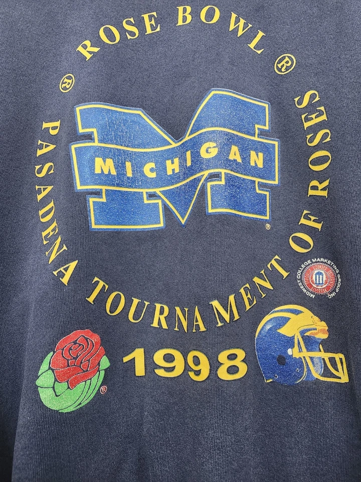Sudadera vintage 1998 Michigan Wolverines Rose Bowl talla XL ¡Buen estado! Foto 3 de 4