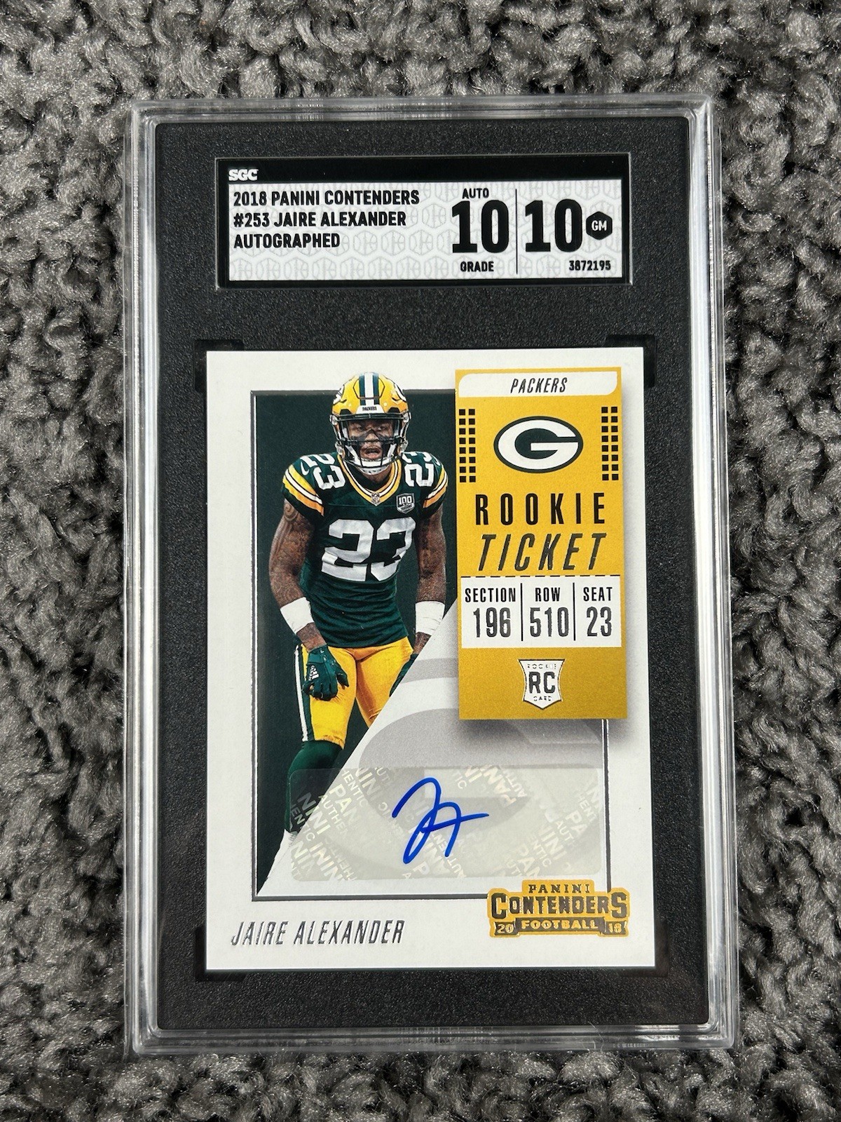 2018 Contenders JAIRE ALEXANDER Rookie Ticket RC Auto SGC 10/10 #253 Variation