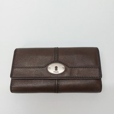 Vintage Fossil Maddox Genuine Leather Wallet Flap Clutch Tri Fold Dark Brown
