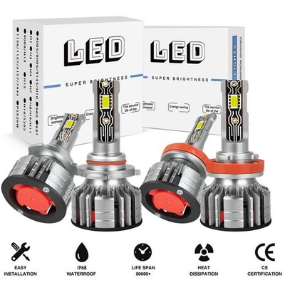 For Honda Insight 2010-2014 4X 9005 H11 LED Headlight High&Low Beam Bulbs 6000LM