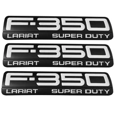 3Pc White Black Side Fender Emblems 3D Badges Fits 05-07 F350LARIAT SUPERDUTY