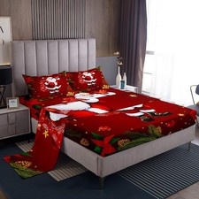 Santa Claus Sheet Set Merry Christmas Bed Sheet for Kids Boys Girls, Christma...