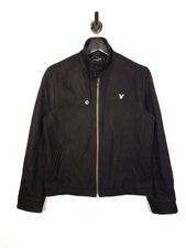 Lyle & Scott Bomber Jacket Size Medium Men's Black Wool Blend Full Zip