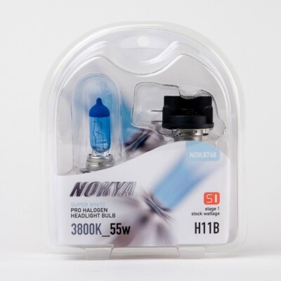 Nokya Super White H11B Pro Halogen Headlight Bulbs Twin Pack 3800K 55w DOT NEW