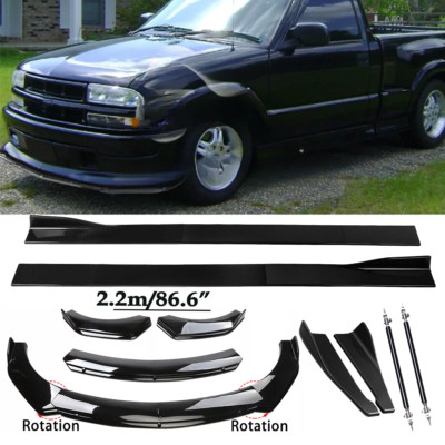 Front Bumper Lip Spoiler Side Skirts Rear Lip Glos Black For Chevrolet Chevy S10