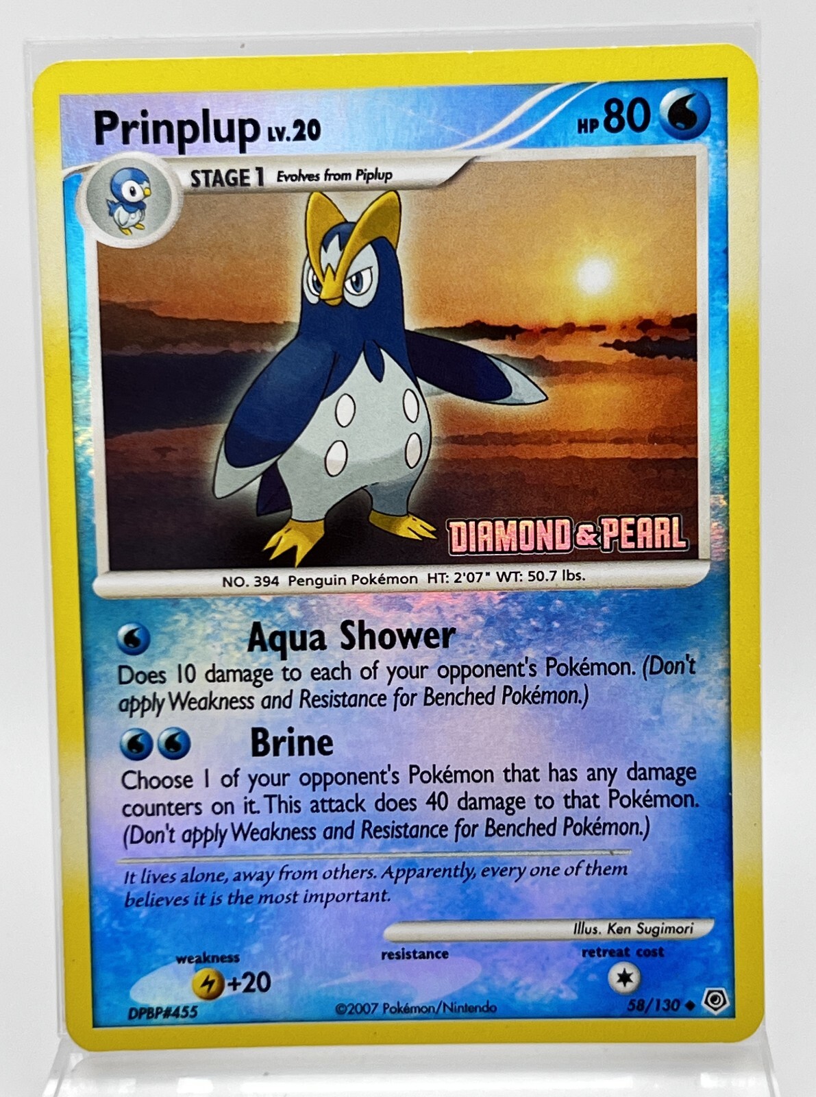 Prinplup 58/130 Pokémon Card Diamond & Pearl Reverse Holo 2007 LP