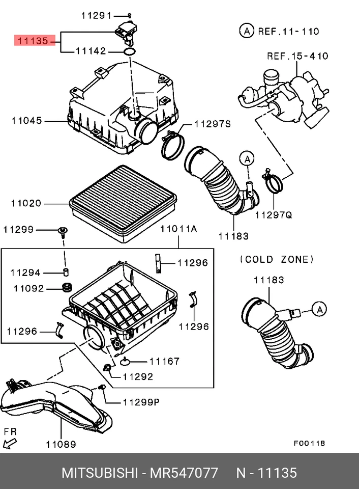 Genuine Mass Air Flow Sensor 2005-2023 Mitsubishi Triton L200 MR547077 OEM Part - Image 3 of 4