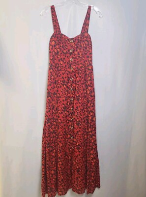 NEW FRANCESCAS ALYA Dress Womens Small Red Cheetah Print Fit N Flare Maxi NWT