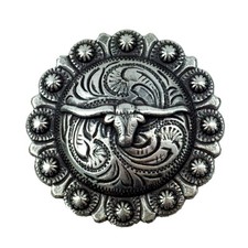 WESTERN HORSE SADDLE TACK ANTIQUE LONGHORN BERRY CONCHO 1 inch screw back