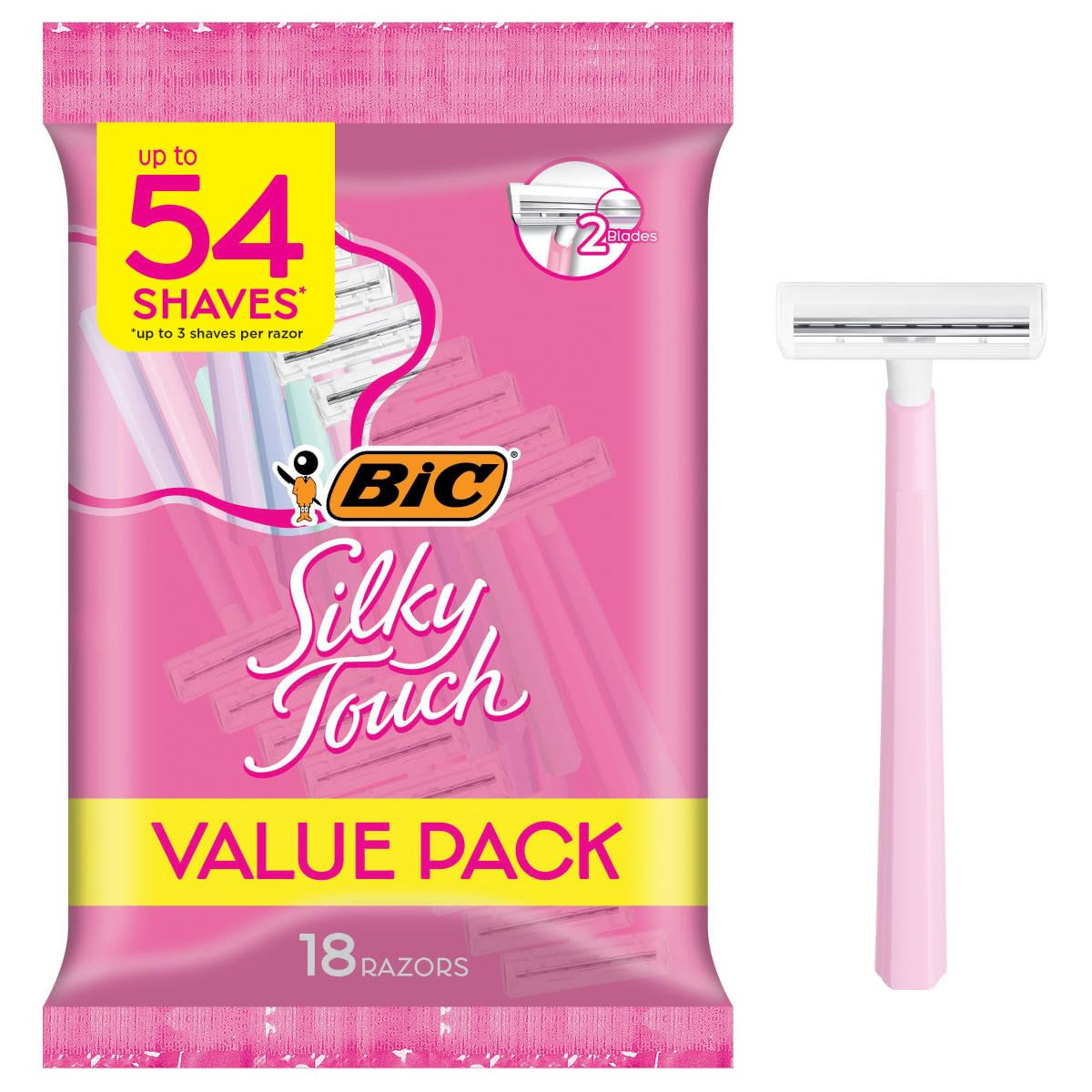 Silky Touch Women'S Disposable 2 Blade Razors, Assorted Colo
