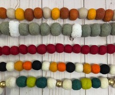 Felt Ball Pom Pom Garland 72" Long 6 Foot Assorted Colors Holiday Home Decor NEW