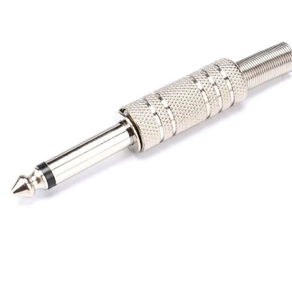 Solder Mono 6.35MM Metal Microphone Jack Plug 6.5 Audio connector Speaker Silver - Image 2 of 4