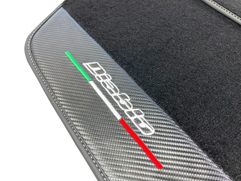 Alfombrillas negras para Lamborghini Diablo 1990-2001 con cuero de fibra de carbono Foto 2 de 4