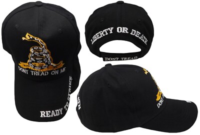 Gadsden DTOM Ready To Strike Liberty Or Death Black Acrylic Embroidered Hat Cap