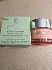 Clinique All About Eyes Eye RICH Cream Reduce Circles & Puffs 1 oz / 30 ml NIB