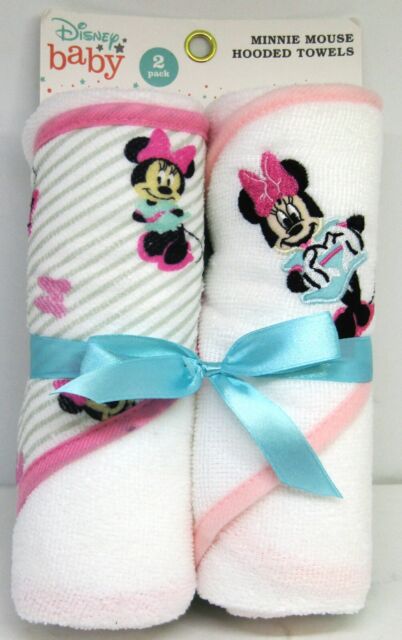 Disney Baby Minnie Mouse Hooded Towels 2 Pack. New.