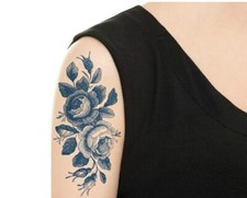 temporary tattoo - Large Blue Rose - approx. 7" x 3"