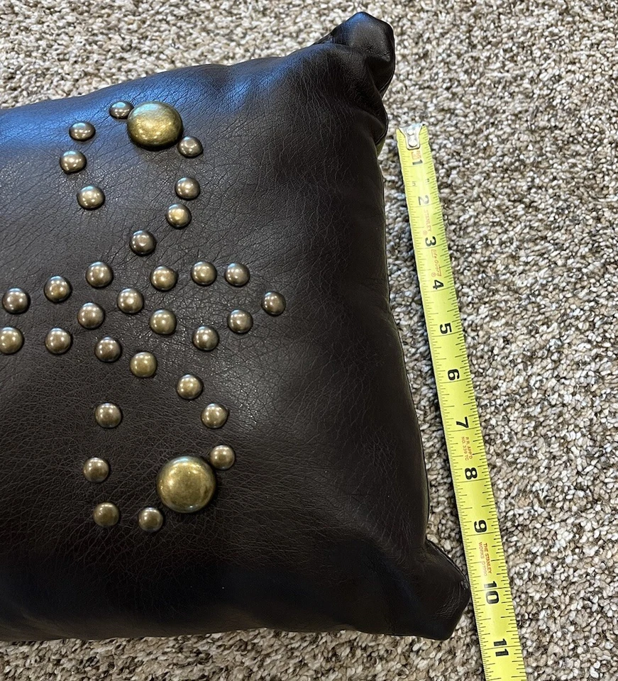 Подушка поясничная искусственная коричневая кожа 10x16 деревенская западная тема горного ранчо - Изображение 3 из 4