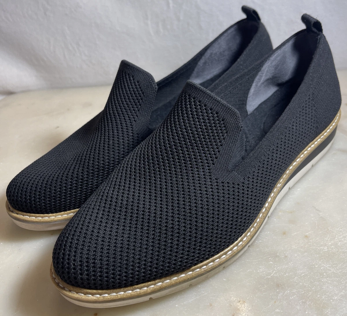 Adam Tucker Womens Alana15 Black Mesh Stretch Slip On Loafers