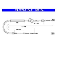 ATE 24.3727-0154.2 Seilzug Feststellbremse Hinten für Audi A6 4A2 A6 4A5 100 4A2