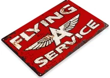 FLYING A SERVICE TIN SIGN MORE POWER RARIN TO GO GASOLINE OIL PUMP STATION GLOBE