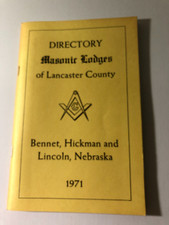 b 1971 Directory MASONIC LODGES of Lancaster County BENNET Hickman & Lincoln NE