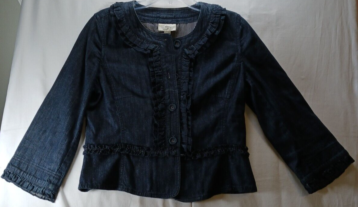 Loft Anna Taylor Ladies fancy blue jean dress jacket